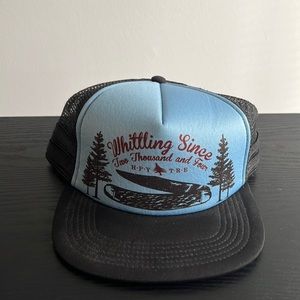 Trucker Hat with snap back fastening. Screen printed graphic.